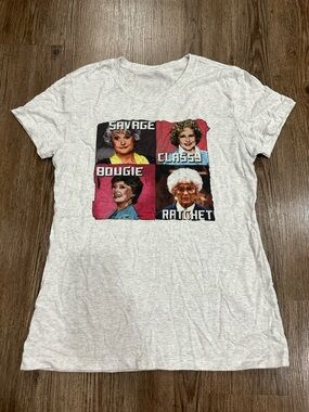 Hand Crafted Heather Gray Short Sleeve Tee with Colorful Pop-Art Panel